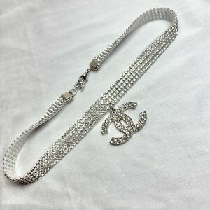 Rhinestone Silver Crystal Pendant Choker New!